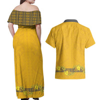 Tonga Anastasis College Couples Matching Off Shoulder Maxi Dress and Hawaiian Shirt Tongan Ngatu Kupesi Pattern - Polynesian Pride