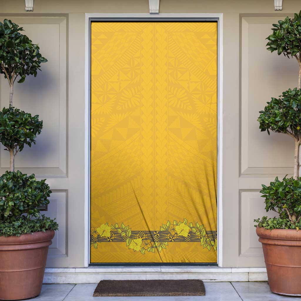 Tonga Anastasis College Door Cover Tongan Ngatu Kupesi Pattern LT05 Yellow - Polynesian Pride