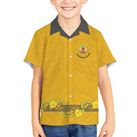 Tonga Anastasis College Family Matching Off Shoulder Short Dress and Hawaiian Shirt Tongan Ngatu Kupesi Pattern - Polynesian Pride