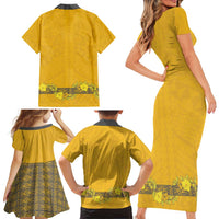 Tonga Anastasis College Family Matching Short Sleeve Bodycon Dress and Hawaiian Shirt Tongan Ngatu Kupesi Pattern - Polynesian Pride