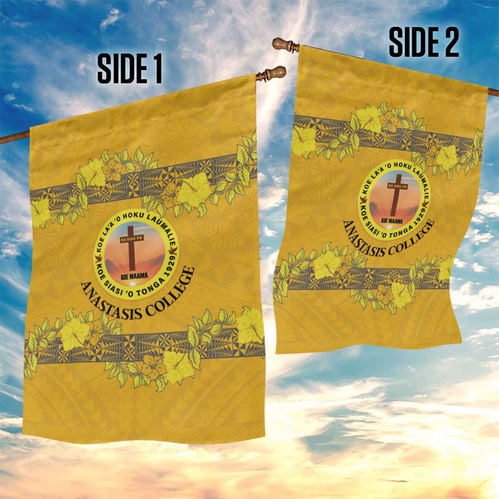 Tonga Anastasis College Garden Flag Tongan Ngatu Kupesi Pattern - Polynesian Pride