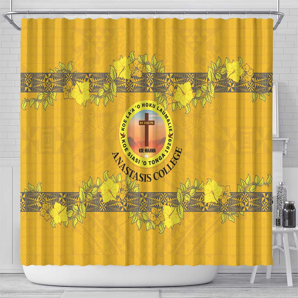 Tonga Anastasis College Shower Curtain Tongan Ngatu Kupesi Pattern - Polynesian Pride