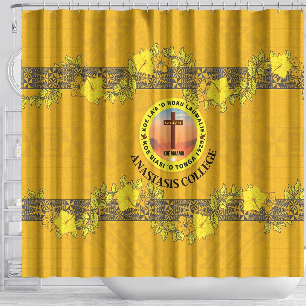 Tonga Anastasis College Shower Curtain Tongan Ngatu Kupesi Pattern - Polynesian Pride