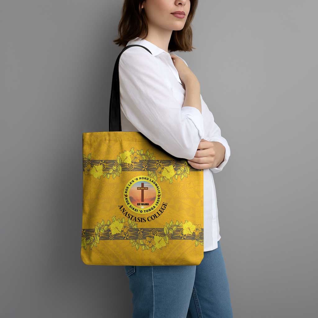 Tonga Anastasis College Tote Bag Tongan Ngatu Kupesi Pattern - Polynesian Pride