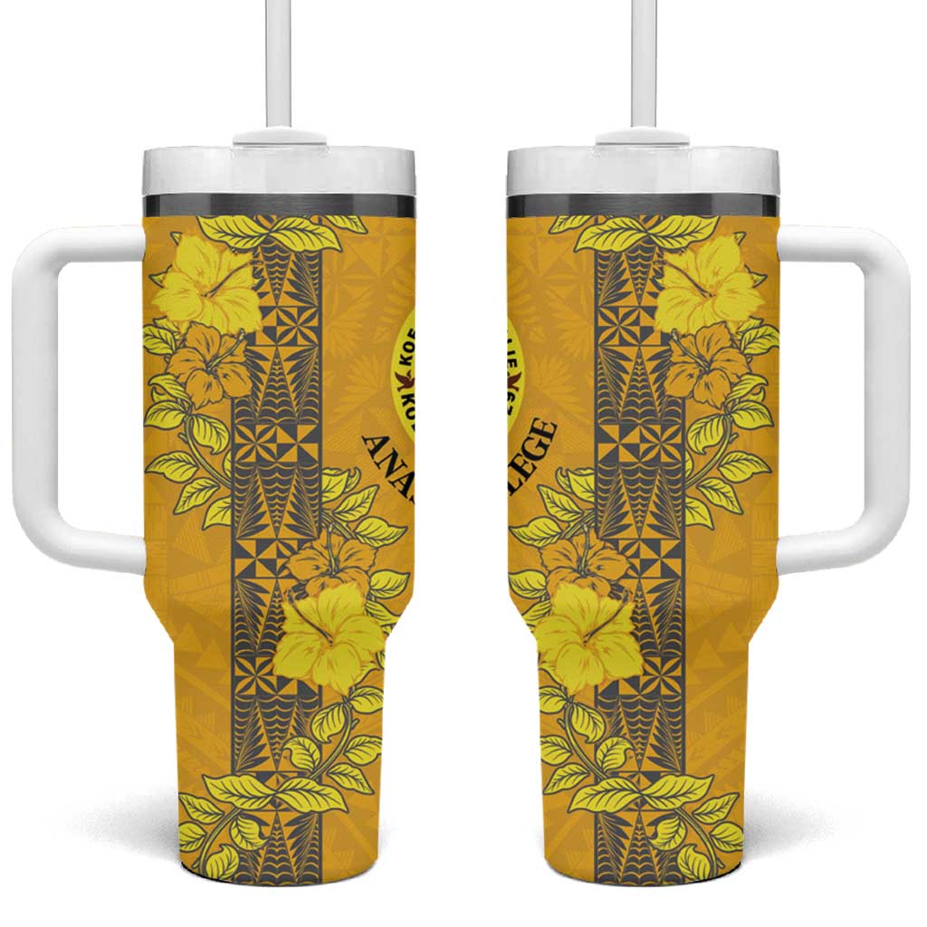 Tonga Anastasis College Tumbler With Handle Tongan Ngatu Kupesi Pattern - Polynesian Pride