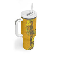 Tonga Anastasis College Tumbler With Handle Tongan Ngatu Kupesi Pattern - Polynesian Pride