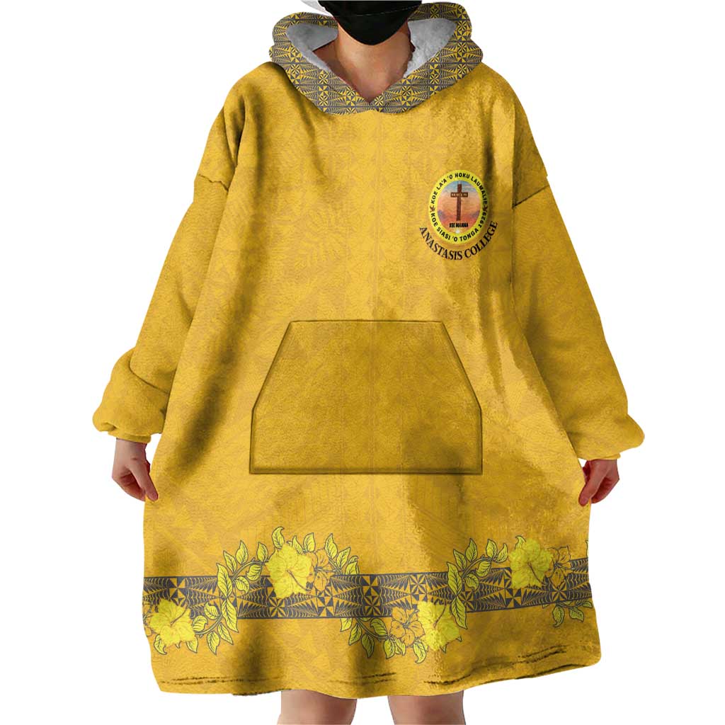 Tonga Anastasis College Wearable Blanket Hoodie Tongan Ngatu Kupesi Pattern - Polynesian Pride