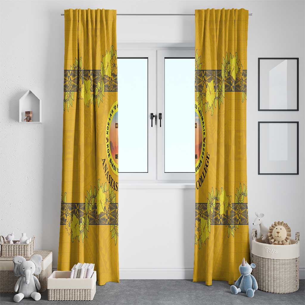 Tonga Anastasis College Window Curtain Tongan Ngatu Kupesi Pattern LT05 - Polynesian Pride