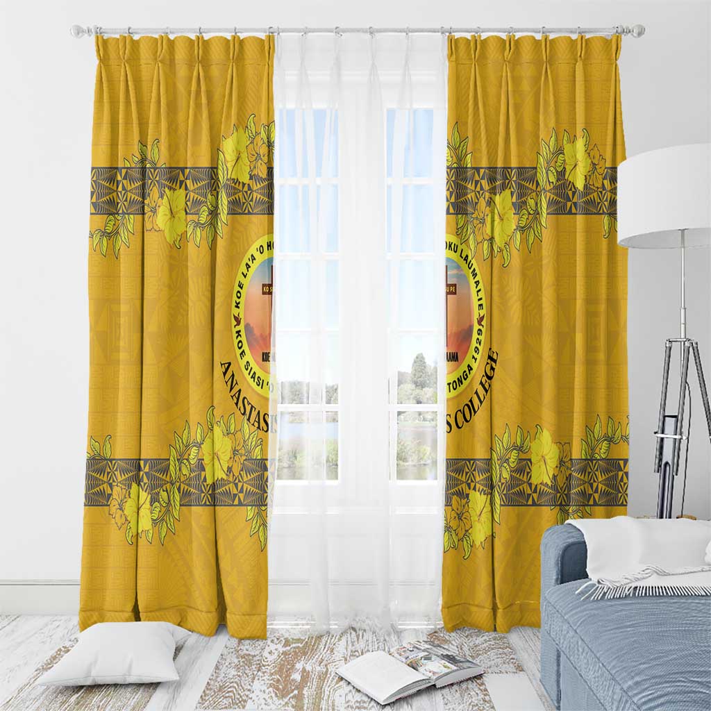 Tonga Anastasis College Window Curtain Tongan Ngatu Kupesi Pattern LT05 - Polynesian Pride