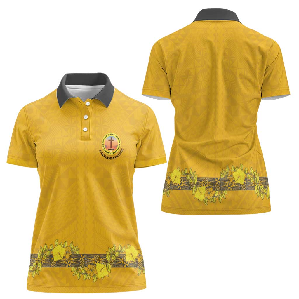 Tonga Anastasis College Women Polo Shirt Tongan Ngatu Kupesi Pattern LT05 - Polynesian Pride