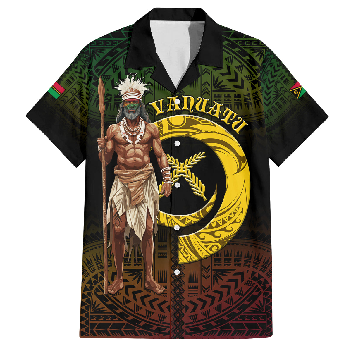 Personalised Vanuatu Custom Chiefs Day Family Matching Puletasi and Hawaiian Shirt Pig Tusk Simple Style LT05 Dad's Shirt - Short Sleeve Black - Polynesian Pride