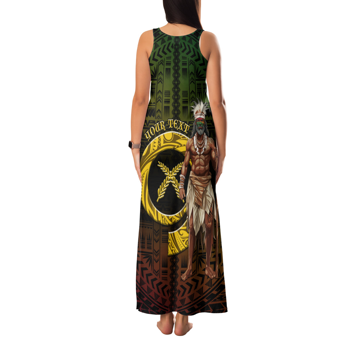Personalised Vanuatu Custom Chiefs Day Family Matching Tank Maxi Dress and Hawaiian Shirt Pig Tusk Simple Style LT05 - Polynesian Pride