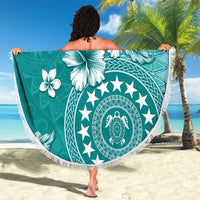 Cook Islands Beach Blanket Teal Hibiscus And Stars