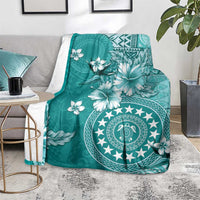 Cook Islands Blanket Teal Hibiscus And Stars