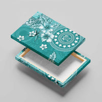 Cook Islands Canvas Wall Art Teal Hibiscus And Stars