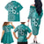 Cook Islands Family Matching Off The Shoulder Long Sleeve Dress and Hawaiian Shirt Teal Hibiscus And Stars