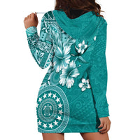 Cook Islands Hoodie Dress Teal Hibiscus And Stars