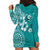 Cook Islands Hoodie Dress Teal Hibiscus And Stars