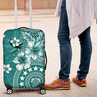 Cook Islands Luggage Cover Teal Hibiscus And Stars