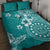 Cook Islands Quilt Bed Set Teal Hibiscus And Stars