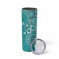 Cook Islands Skinny Tumbler Teal Hibiscus And Stars