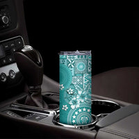 Cook Islands Skinny Tumbler Teal Hibiscus And Stars