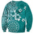 Cook Islands Sweatshirt Teal Hibiscus And Stars