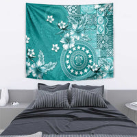 Cook Islands Tapestry Teal Hibiscus And Stars