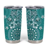 Cook Islands Tumbler Cup Teal Hibiscus And Stars