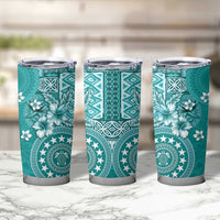 Cook Islands Tumbler Cup Teal Hibiscus And Stars