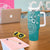 Cook Islands Tumbler With Handle Teal Hibiscus And Stars