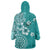 Cook Islands Wearable Blanket Hoodie Teal Hibiscus And Stars