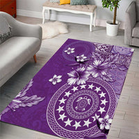 Cook Islands Area Rug Purple Hibiscus And Stars