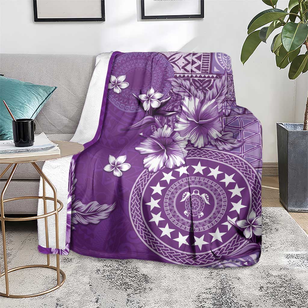 Cook Islands Blanket Purple Hibiscus And Stars