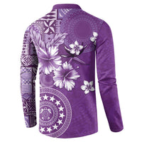 Cook Islands Button Sweatshirt Purple Hibiscus And Stars