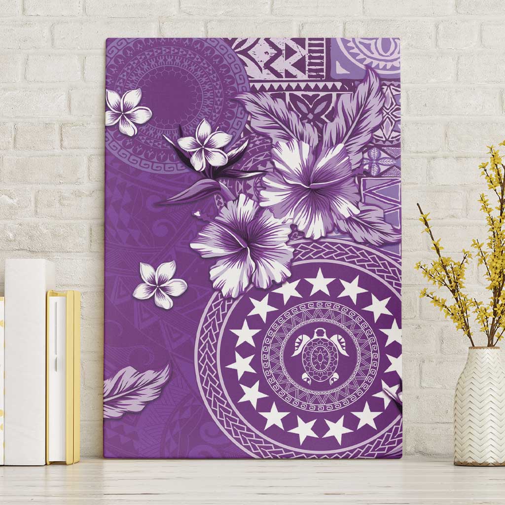 Cook Islands Canvas Wall Art Purple Hibiscus And Stars