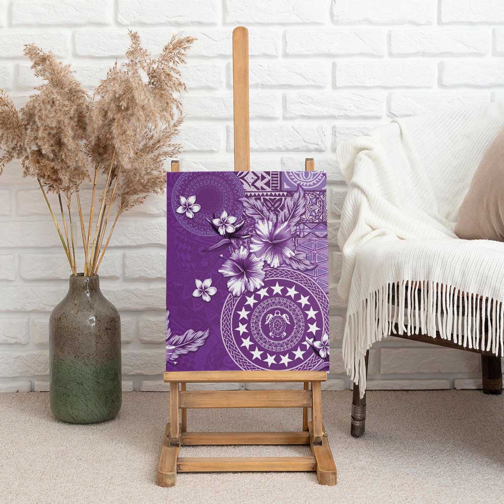 Cook Islands Canvas Wall Art Purple Hibiscus And Stars