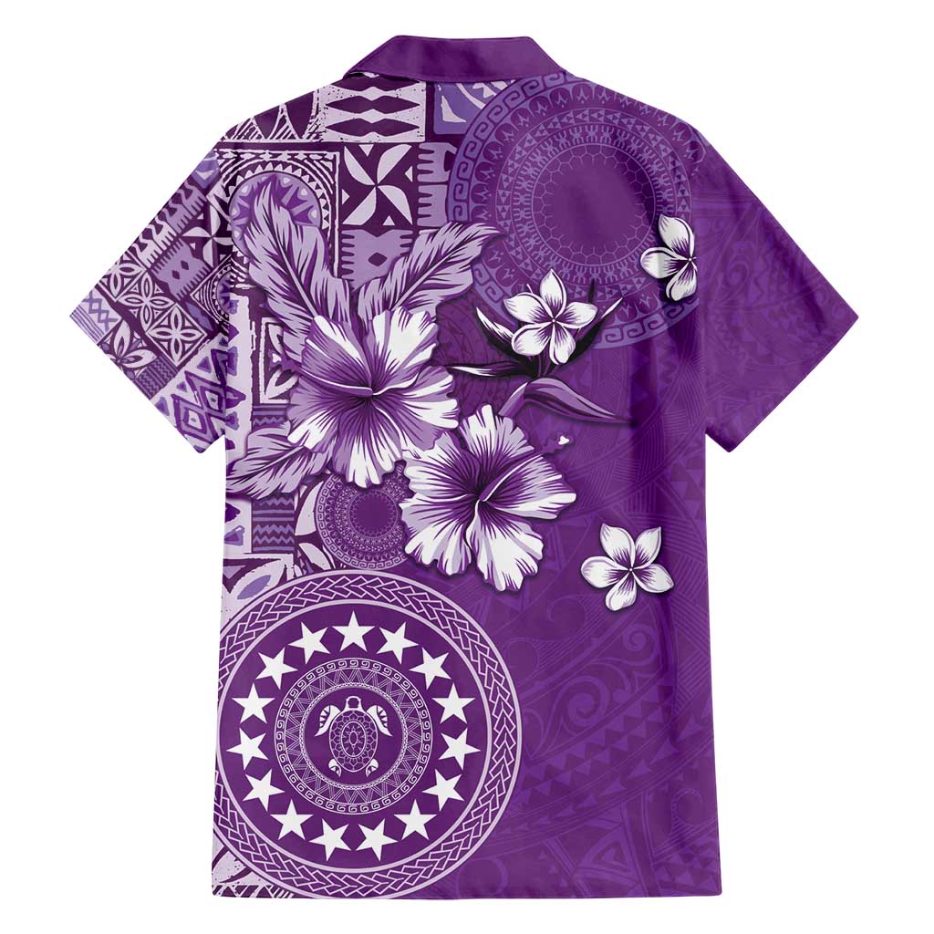 Cook Islands Family Matching Long Sleeve Bodycon Dress and Hawaiian Shirt Purple Hibiscus And Stars