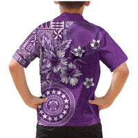 Cook Islands Family Matching Mermaid Dress and Hawaiian Shirt Purple Hibiscus And Stars