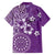 Cook Islands Family Matching Off The Shoulder Long Sleeve Dress and Hawaiian Shirt Purple Hibiscus And Stars