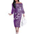 Cook Islands Family Matching Off The Shoulder Long Sleeve Dress and Hawaiian Shirt Purple Hibiscus And Stars