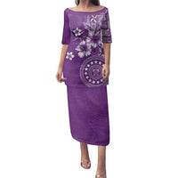 Cook Islands Family Matching Puletasi and Hawaiian Shirt Purple Hibiscus And Stars