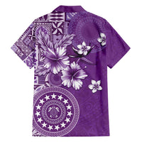 Cook Islands Family Matching Tank Maxi Dress and Hawaiian Shirt Purple Hibiscus And Stars
