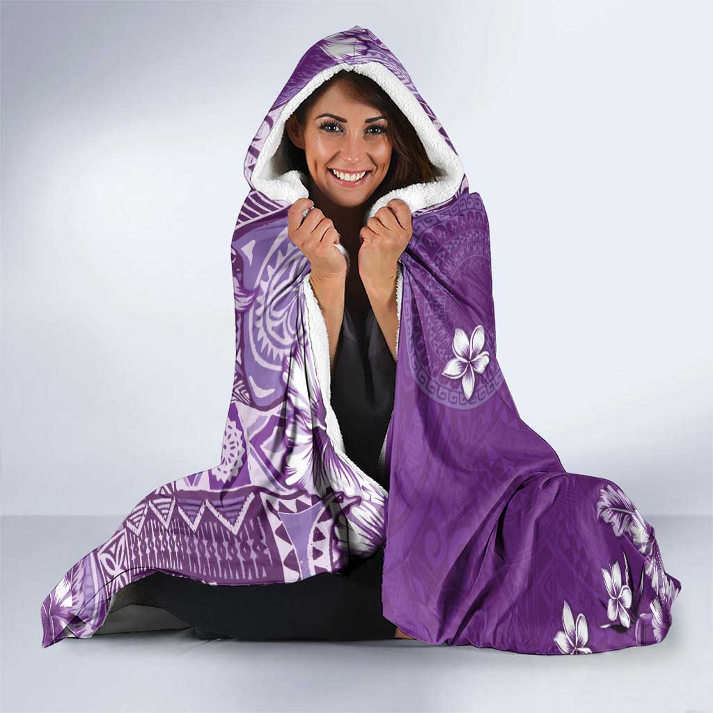 Cook Islands Hooded Blanket Purple Hibiscus And Stars
