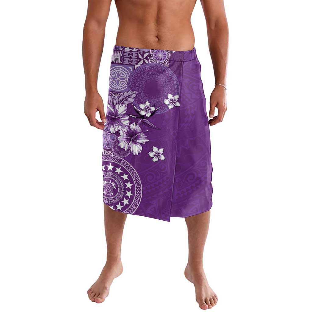 Cook Islands Lavalava Purple Hibiscus And Stars