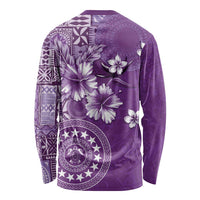 Cook Islands Long Sleeve Shirt Purple Hibiscus And Stars