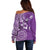Cook Islands Off Shoulder Sweater Purple Hibiscus And Stars