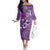 Cook Islands Off The Shoulder Long Sleeve Dress Purple Hibiscus And Stars