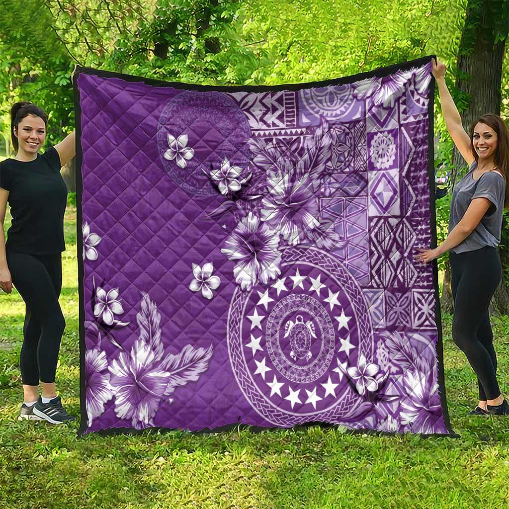 Cook Islands Quilt Purple Hibiscus And Stars