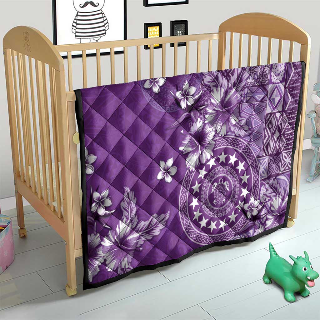 Cook Islands Quilt Purple Hibiscus And Stars
